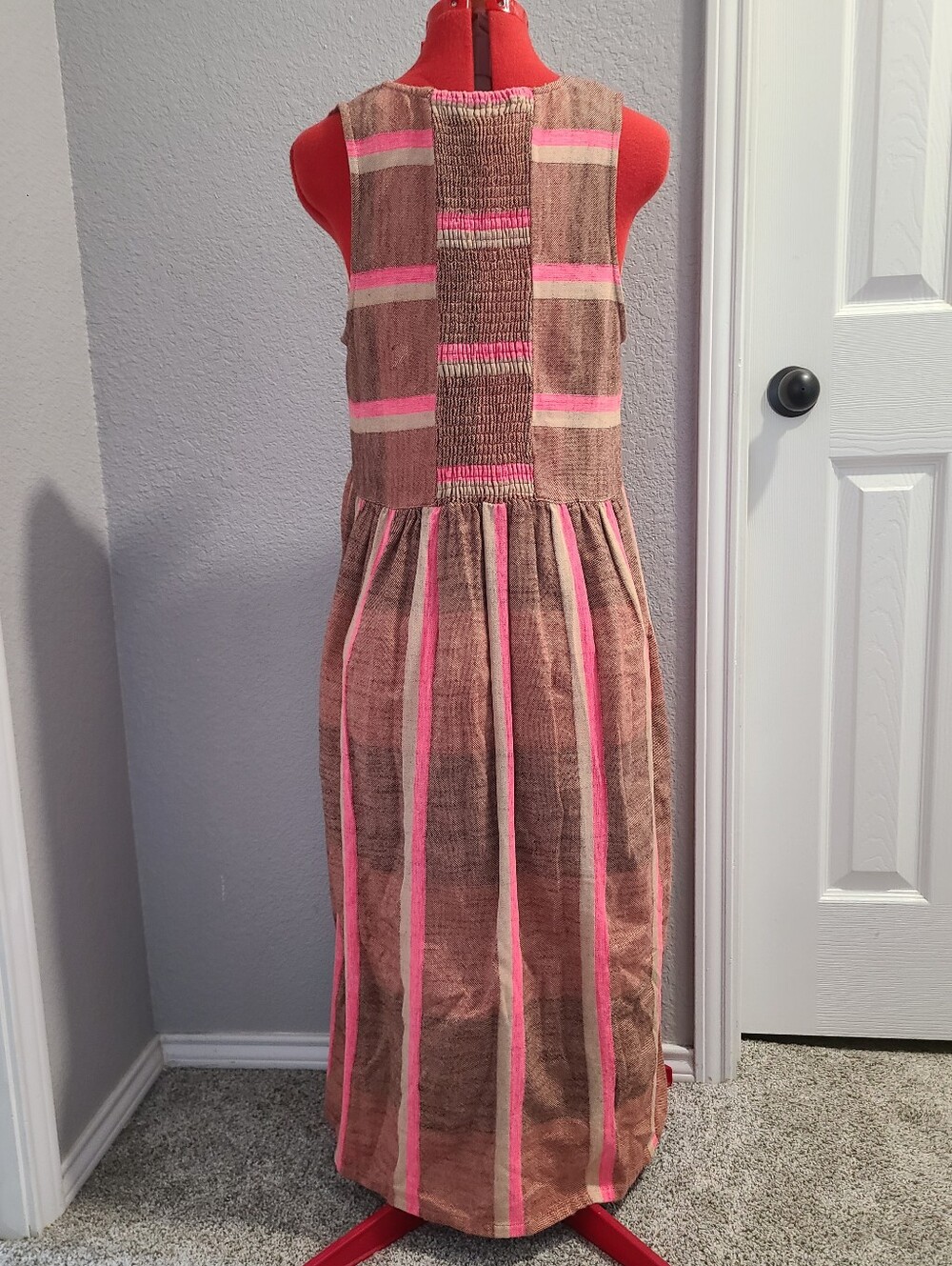 Ace & Jig Pinky Brown Striped Beau Pattern Soiree Dress And Alexa Cardigan L - Picture 4 of 6